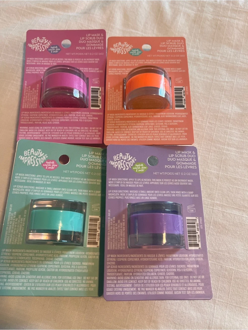 Beauty Impressions Kissy Lips Lip Mask & Scrub Duo Set of 4